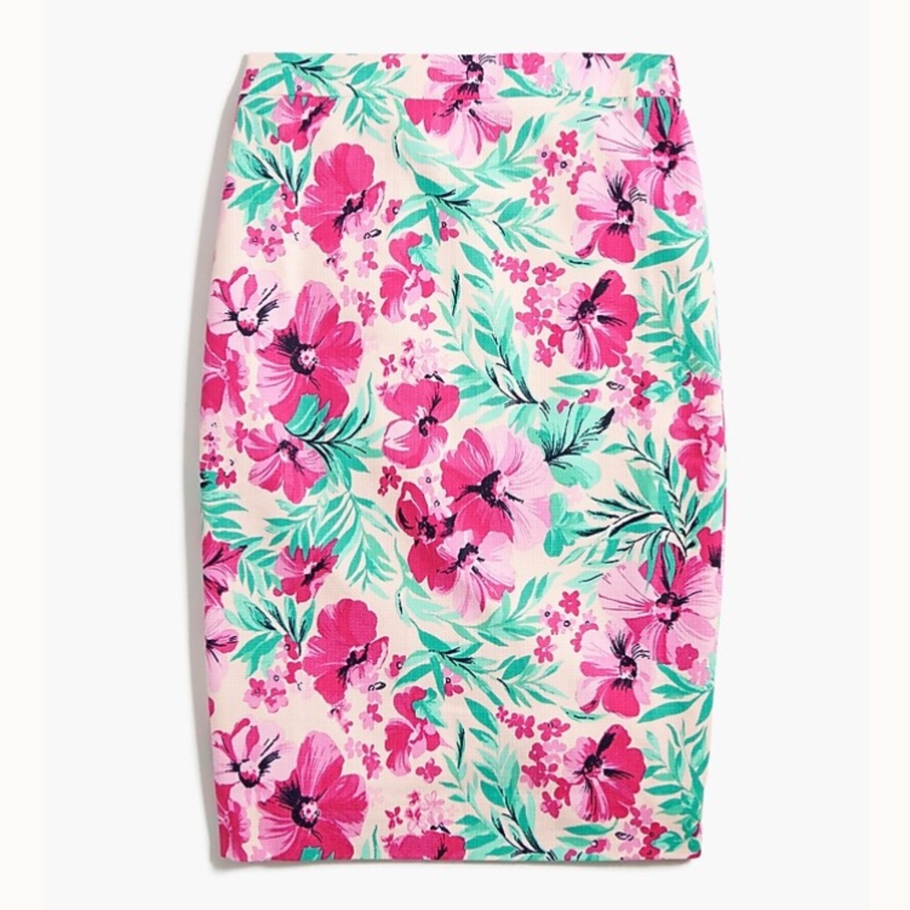 NWT J. Crew Factory Printed Basketweave Pencil Skirt. Size 4.